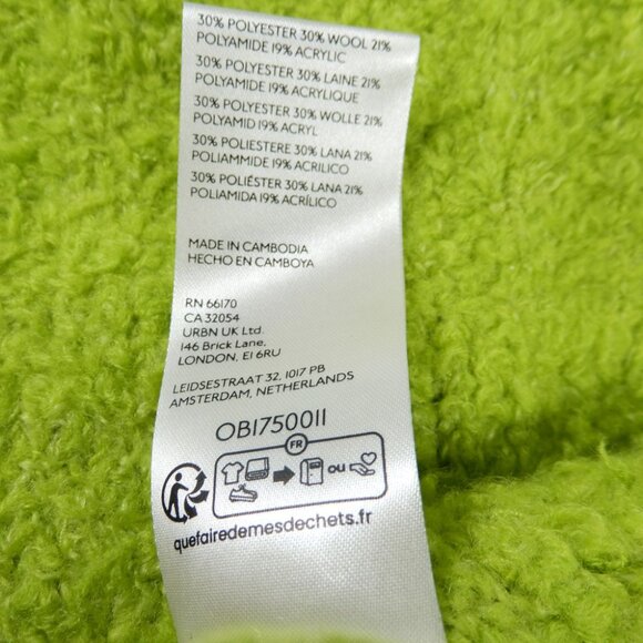 FREE PEOPLE Teddy Sweater Tunic Size L Oversized Lime Green Wool Blend Fuzzy NEW - Picture 10 of 12